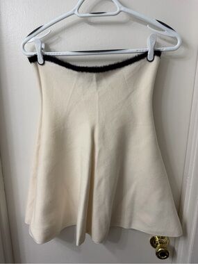 Zara Cream  Skirt with Black Waist Trim